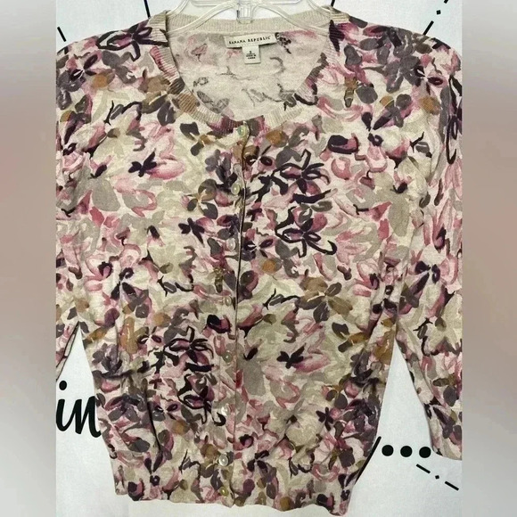Banana Republic Floral 3/4 Sleeve Cardigan - Picture 3 of 7